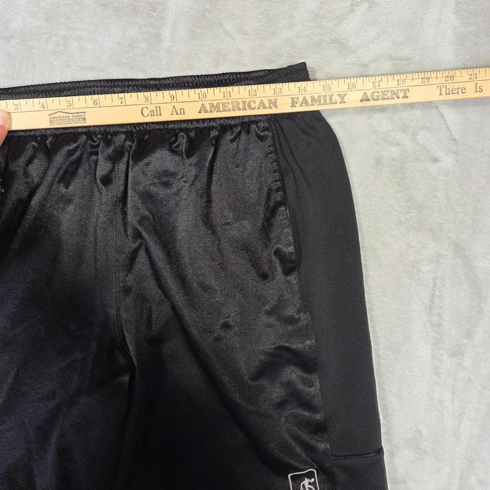 AND1 Mens Black Basketball Shorts Mesh Side Stripe Satin Finish Size Medium Y2k